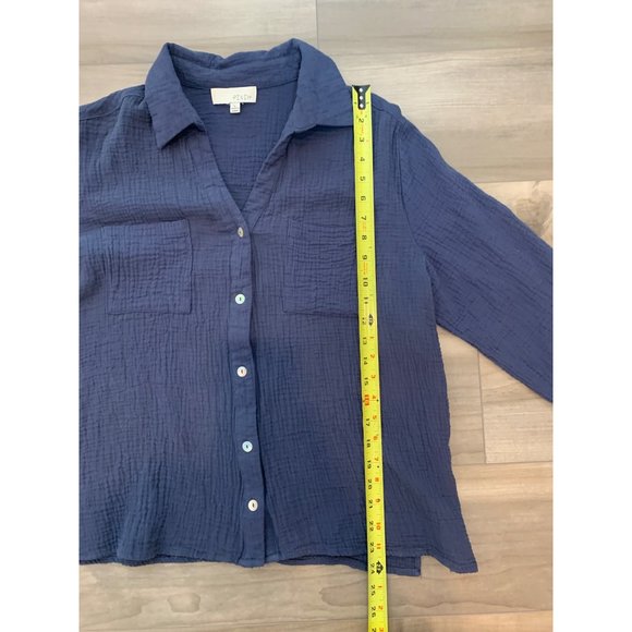 Pinch Blue 3/4 Sleeve Button Up Gauzy Rolled Tab Shirt Size L - Picture 8 of 11